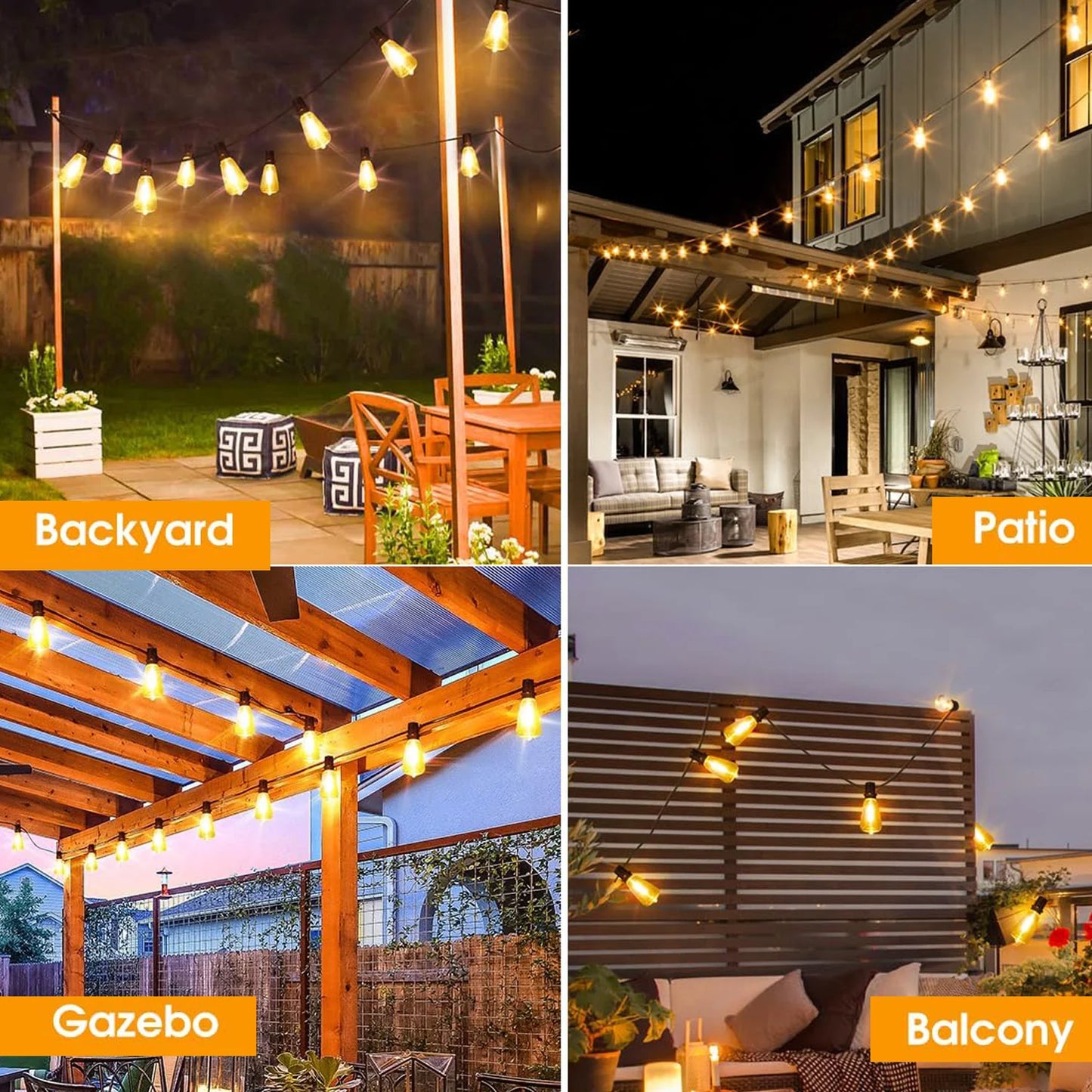 28FT US Plug ST38 String Light Outdoor, 1/2/3/4pcs 10+1 LED