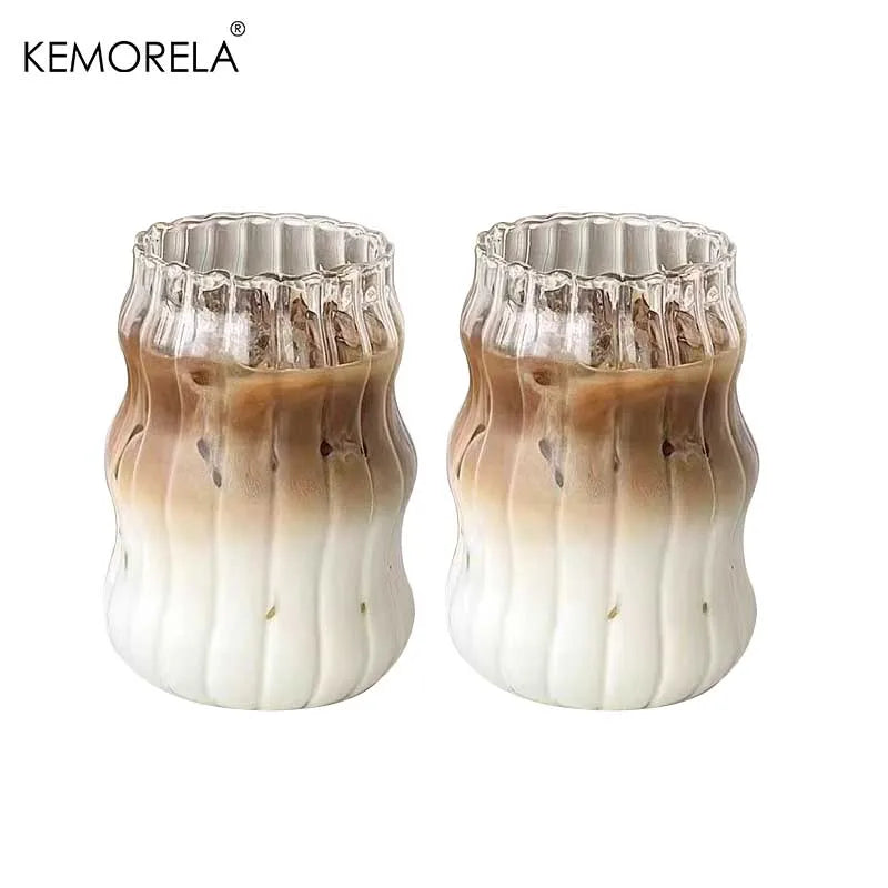 2/4/6PCS INS Glass Cup Heat-resistant Tumbler Drinkware
Transparent Tea Juice Milk Coffee Mug Home Water Glasses Stripe Beer Mug