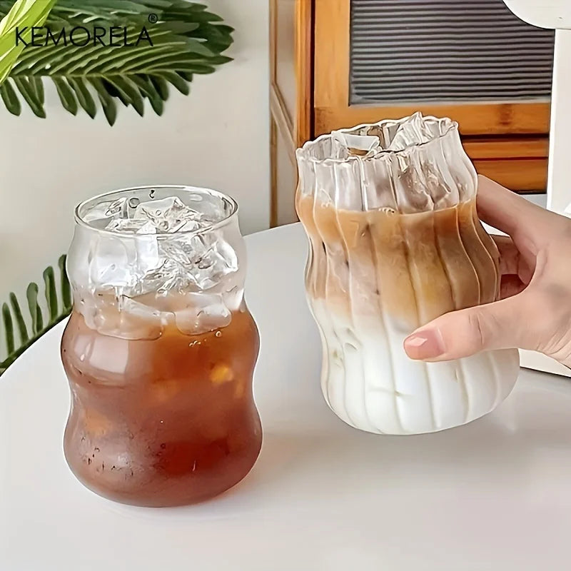2/4/6PCS INS Glass Cup Heat-resistant Tumbler Drinkware
Transparent Tea Juice Milk Coffee Mug Home Water Glasses Stripe Beer Mug