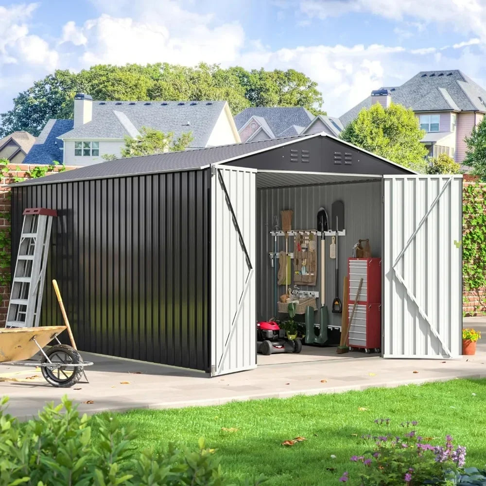 8 x 12 FT Outdoor Storage Shed, Metal Garden Shed with \
Updated Frame Structure, Tool Sheds for Backyard Garden
