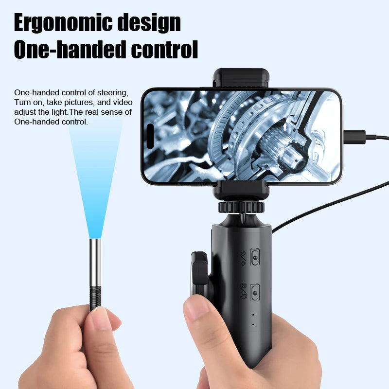 3.9MM / 6MM Turning rotary Endoscope for Cars 180° Steering Industrial Borescope
Endoscopic Inspection Camera iPhone Android PC