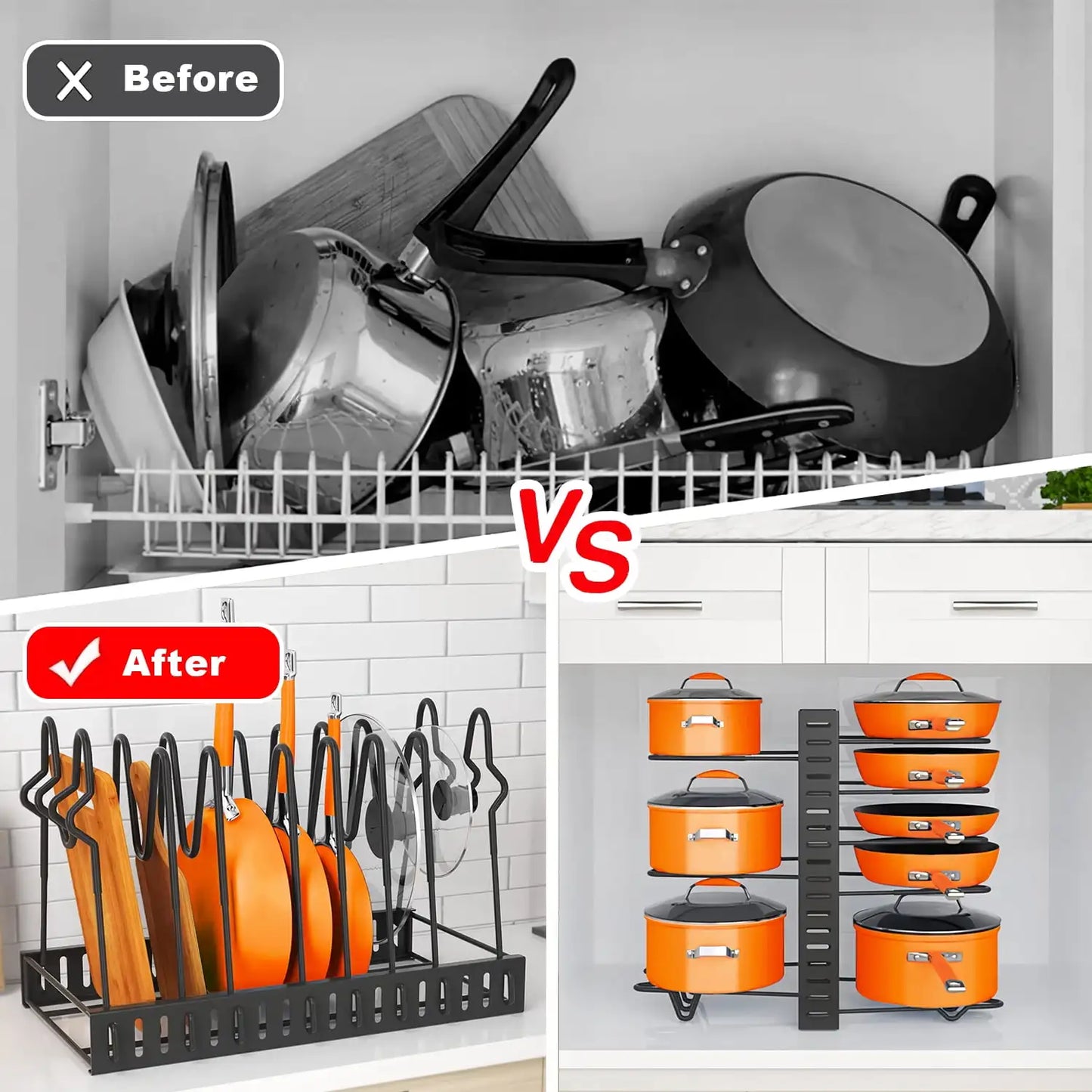Pot Organizer Rack 8 Tiers Pots and Pans Organizer
Pot Lid Organizer for Kitchen Cabinet Cookware Organizers and Storage
