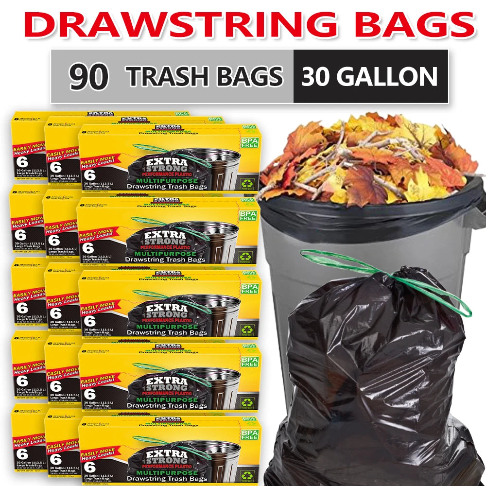 Large 30 Gallon Kitchen Drawstring Bags