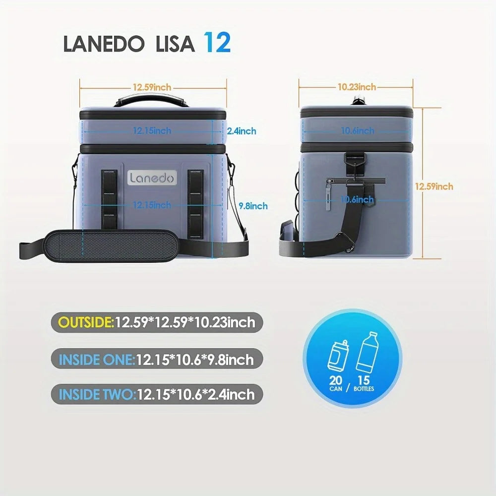 Lunch Soft Cooler 20 Can, Soft Carrying Handle
Insulated Bag Portable Ice Chest Box(Gray)