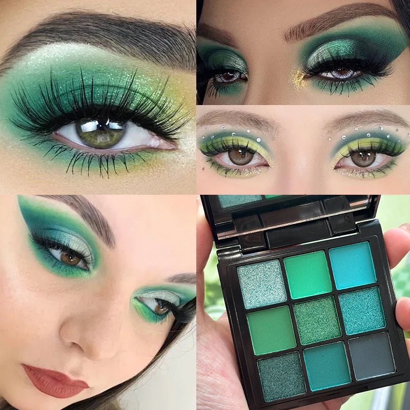Green Peacock Eyeshadow Palette, Pearly Glitter