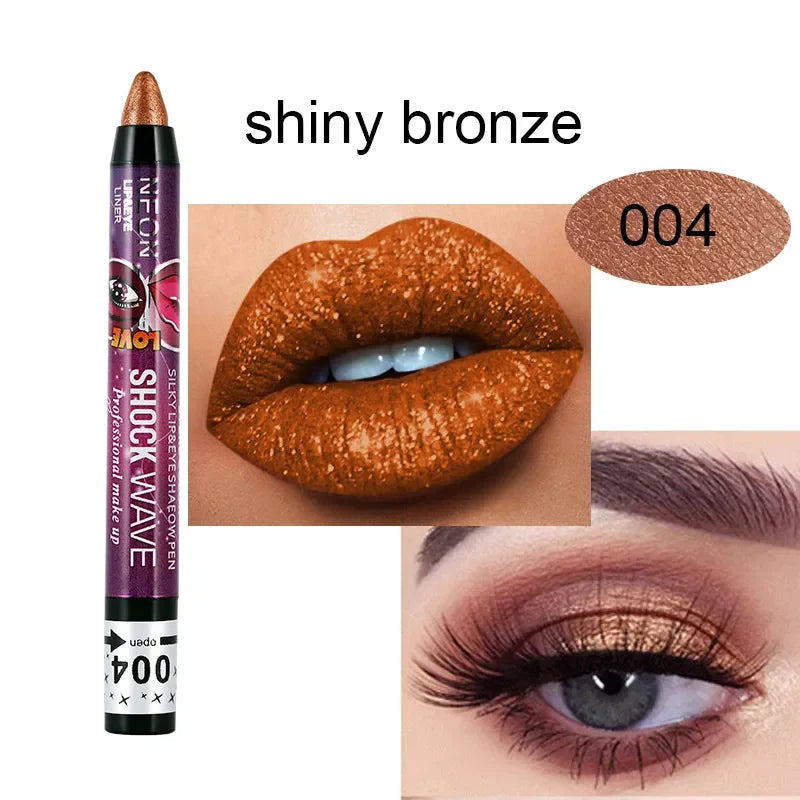2 In 1 Eyeshadow Lipstick Stick Pencil
Waterproof Glitter Matte Eye Shadow Makeup Pigment Eyeshadow Pen