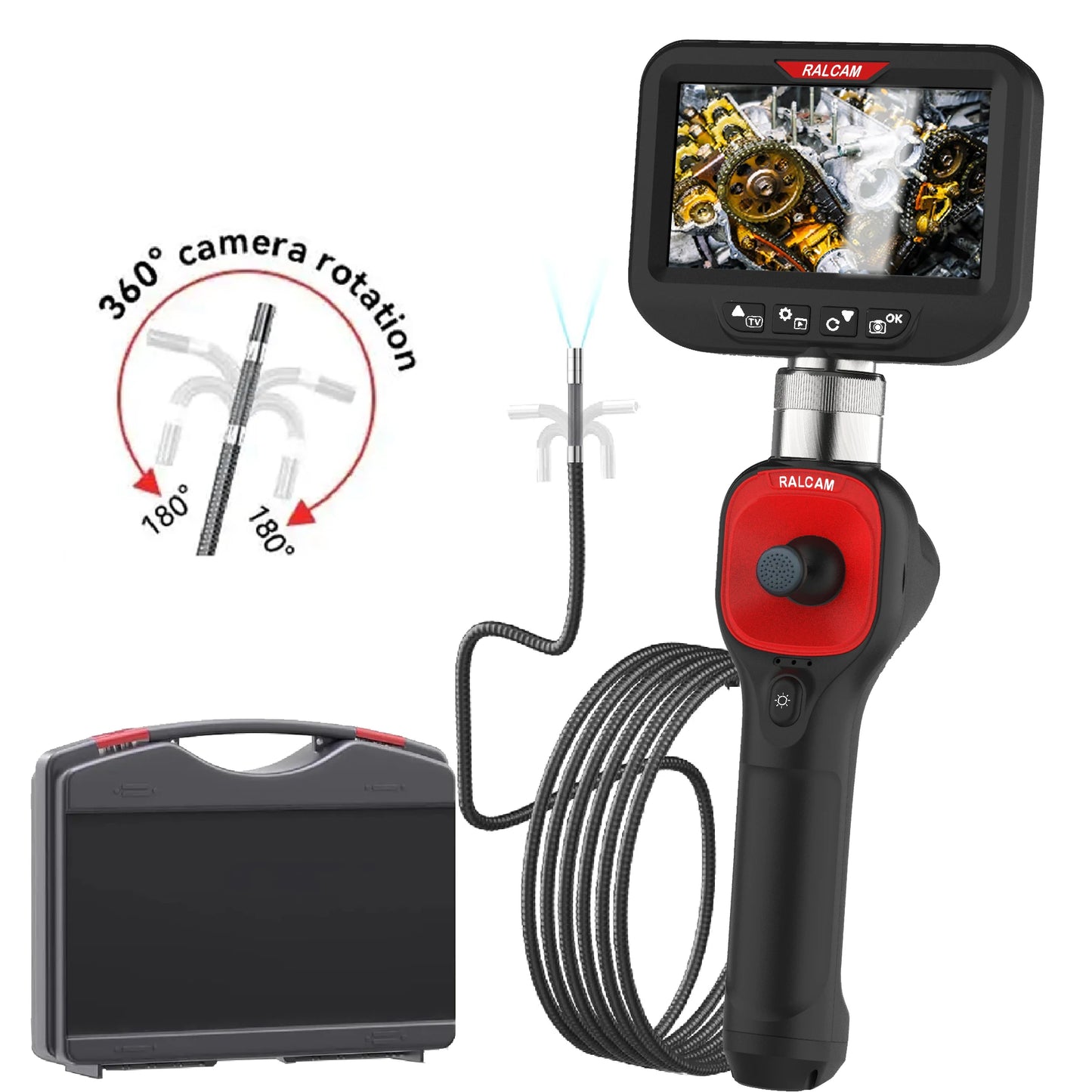 720-degree rotating camera 4.3-inch endoscope 6mm -2M 1080P
full high-definition endoscope industrial inspection visual probe
