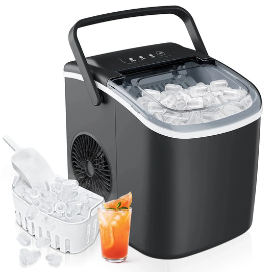 25 lbs/24H Countertop Ice Maker Machine, 9 Bullet-Shaped Ice in 6 Min, Auto-Cleaning