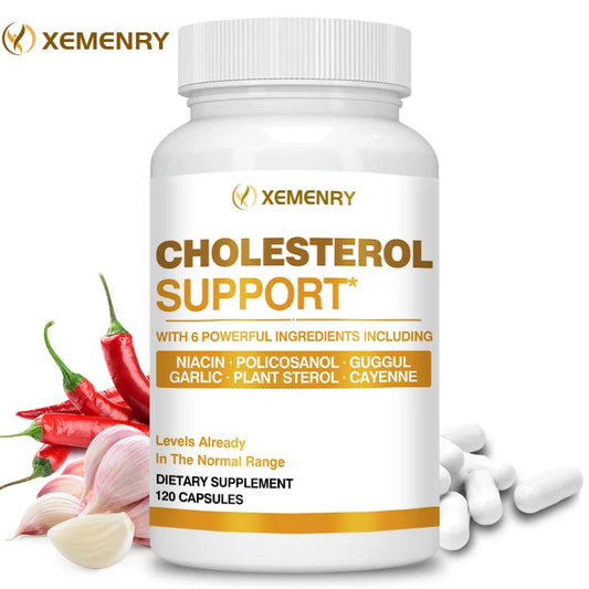 Cholesterol Supplements - 
Improves Blood Circulation, Supports Blood Pressure and Heart Health - 120 Capsules
