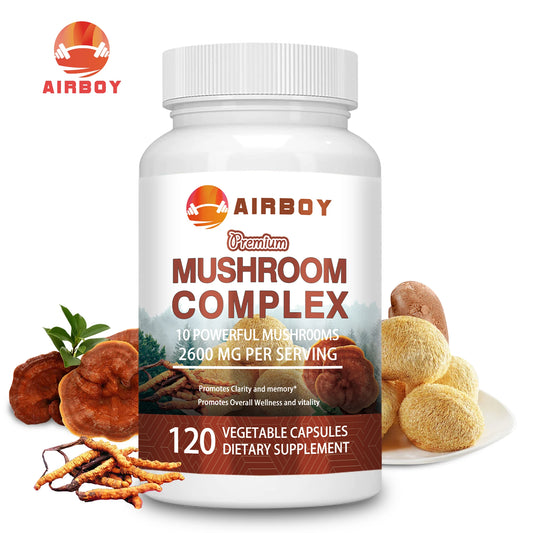 Mushroom Complex - with Lions Mane, Brain Supplement for Memory, Enhance Energy - 120 Capsules
