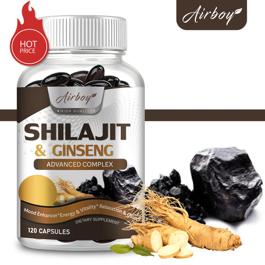Shilajit & Ginseng Supplement - Provides Energy and Endurance,
 Enhances Brain & Memory, Immune Support - 120 Capsules