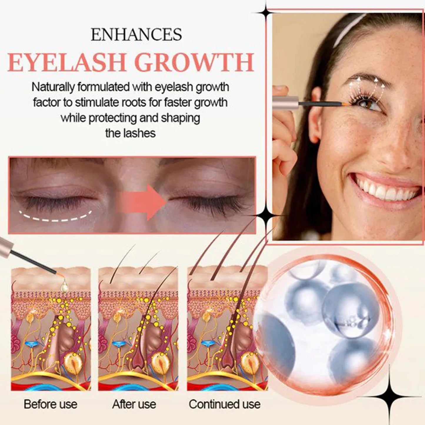 3ml Eyelash Growth Serum Curl Lengthening Makeup Enhancer  Thicken Eyelash Serum