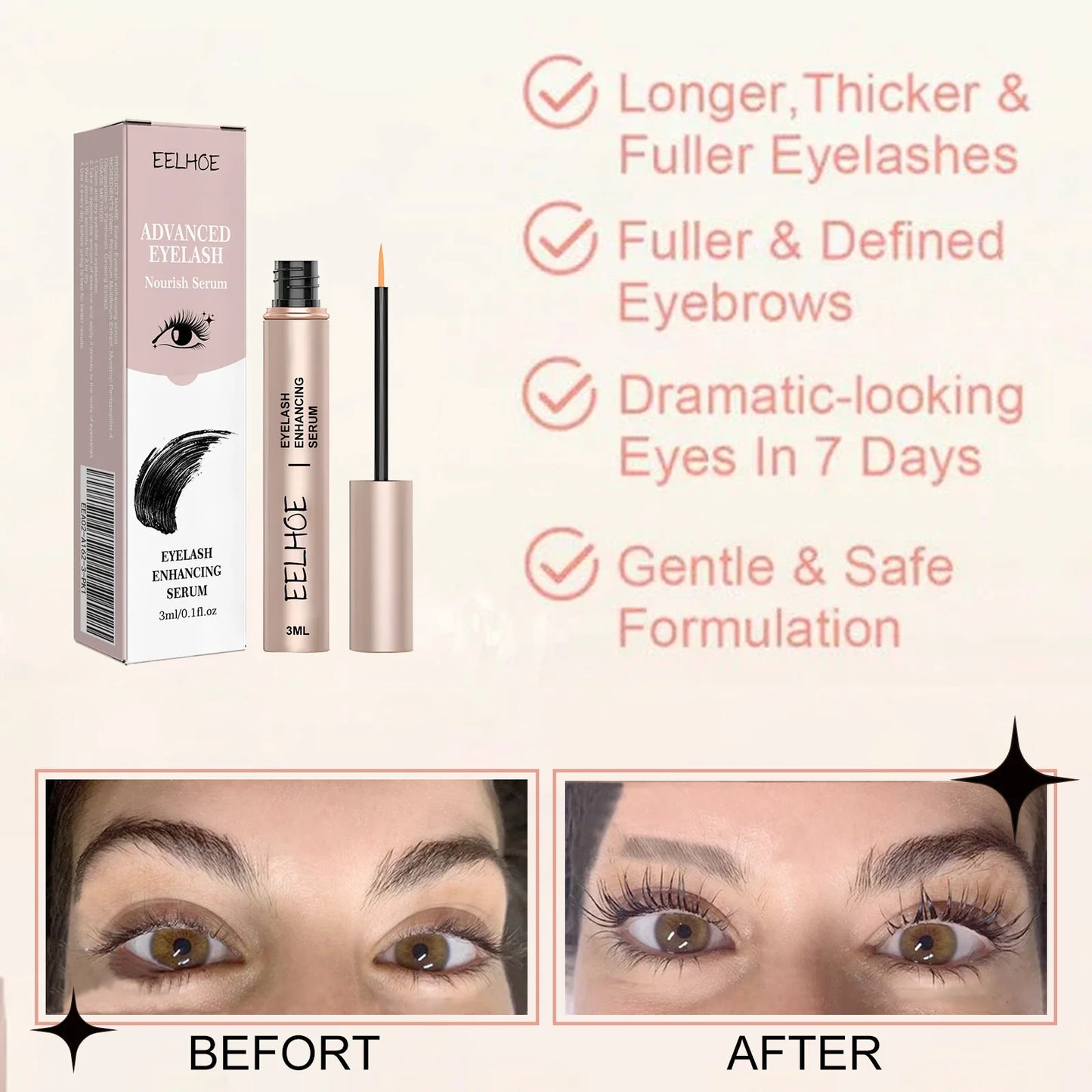 3ml Eyelash Growth Serum Curl Lengthening Makeup Enhancer  Thicken Eyelash Serum