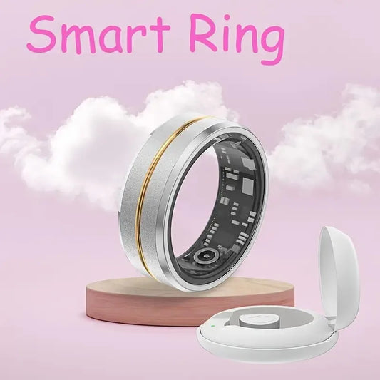 Fashion Women's Smart Ring, Sports Style Wide Ring, 
5 Sports Mode Data Tracker, Sleep Quality Monitor, Stainless Steel Material