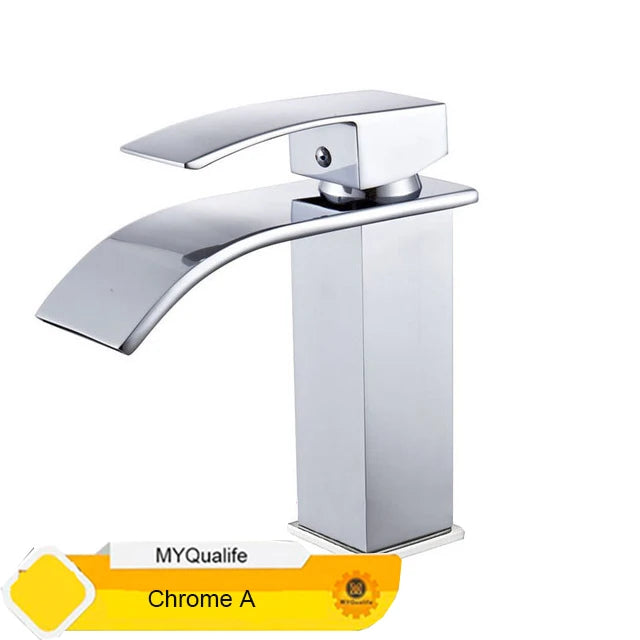 Black Waterfall Bathroom Faucet Basin Vanity Vessel Sinks Mixer Tap Cold And Hot Water