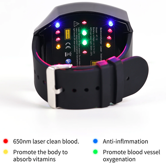 High-tech Laser Therapy W high blood hypertension Laser Machine for Blood Vessel Blockage
4 Colors 12 Diodes Watch, Diabetes, Stimulates Collagen Growth