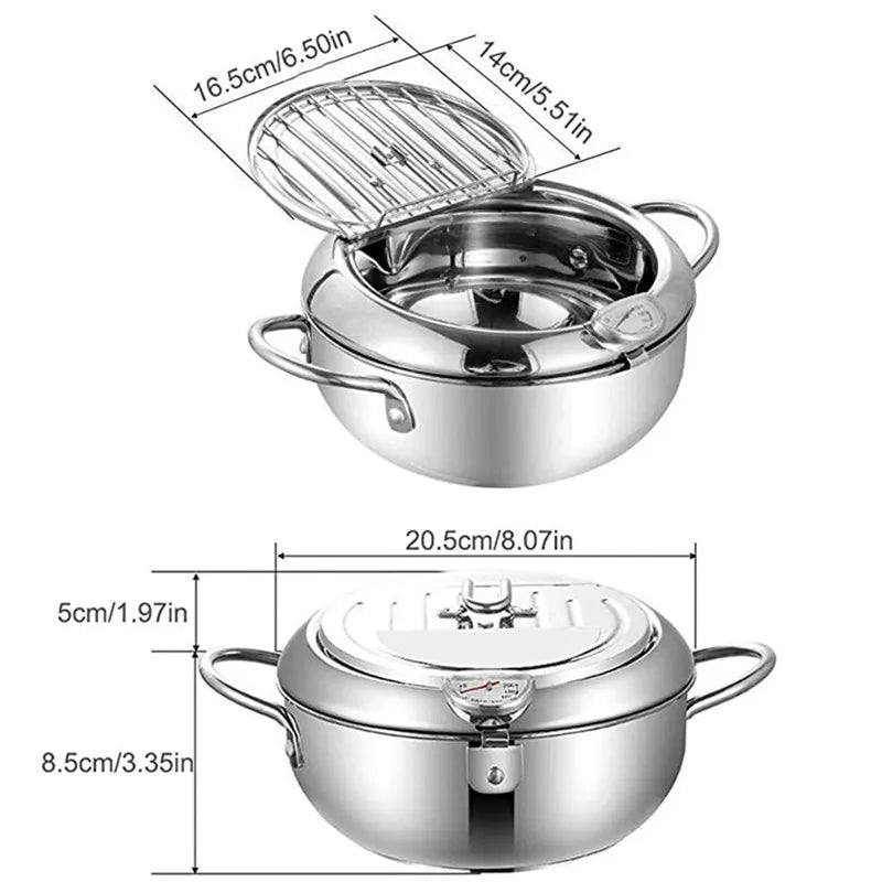 Deep Fryer French Fries 304 Stainless Steel
Potato Fryer With Oil Cooking Pot Fried Chicken With Thermometer