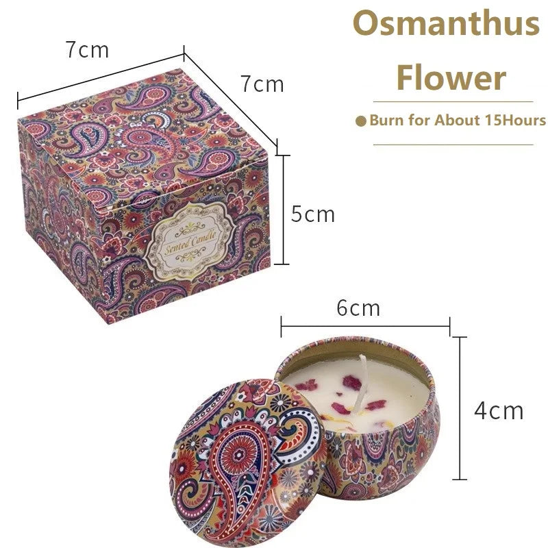 1/4PCS Vintage Scented Candles Soy Wax Candle Jars Flower Fragrance Scent