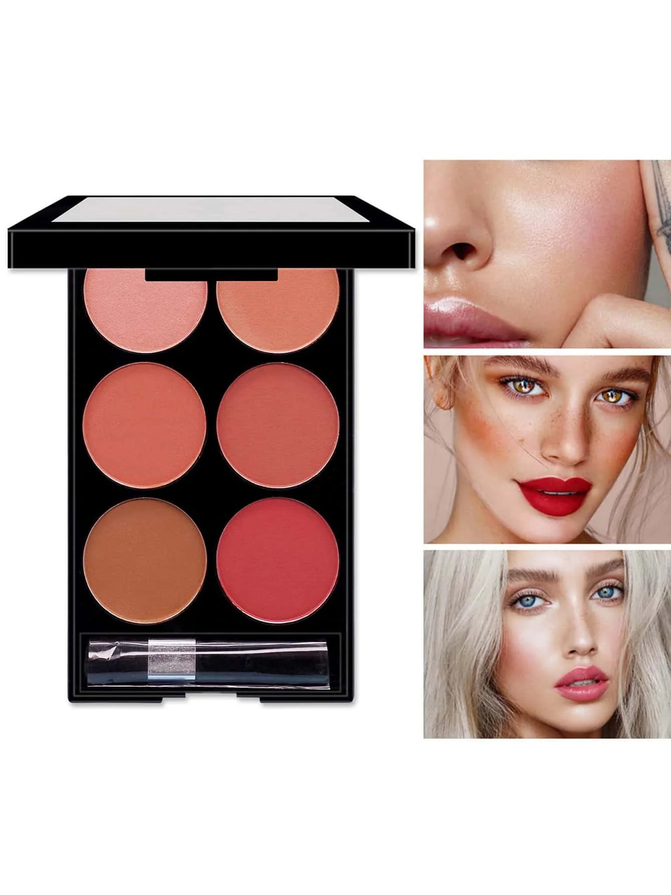 6-color blush and contouring all-in-one palette
pearlescent matte powder makeup palette