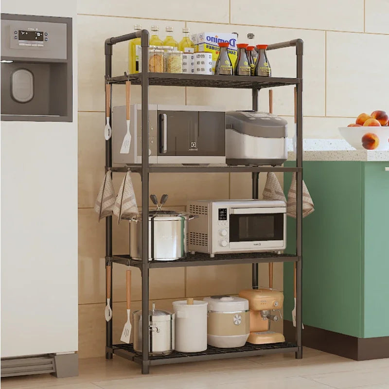 Floor Standing Storage Rack Kitchen Bathroom Microwave Rack Multi Functional