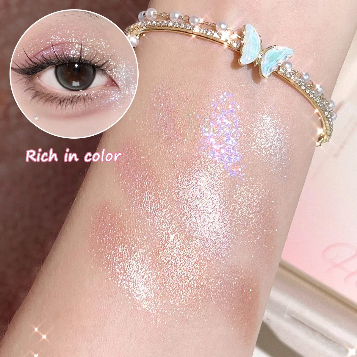 Pearlescent fine glitter highlighter dazzling smart eyeshadow palette
