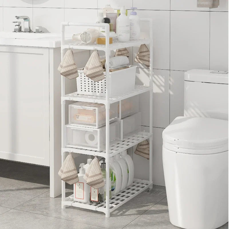 Floor Standing Storage Rack Kitchen Bathroom Microwave Rack Multi Functional