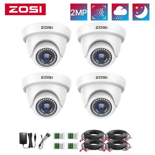 4Pack 2.0MP HD 1080P Security Cameras Kit Indoor Outdoor Home CCTV Dome Surveillance Camera for HD-TVI Analog DVR System