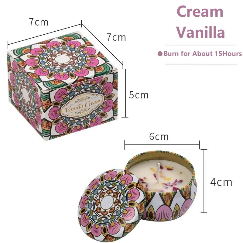 1/4PCS Vintage Scented Candles Soy Wax Candle Jars Flower Fragrance Scent
