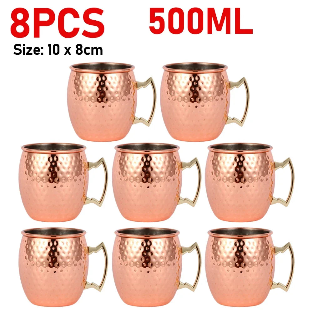 Moscow Mule Mug Stainless Steel Hammered Copper Plated Beer Cup Coffee Cup Bar Drinkware