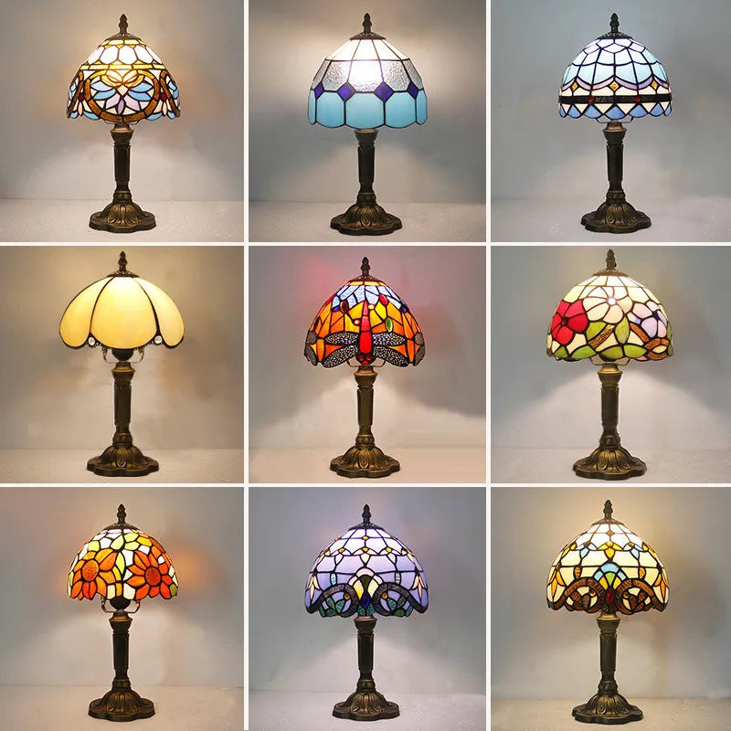 Retro Stained Glass Lamp Table