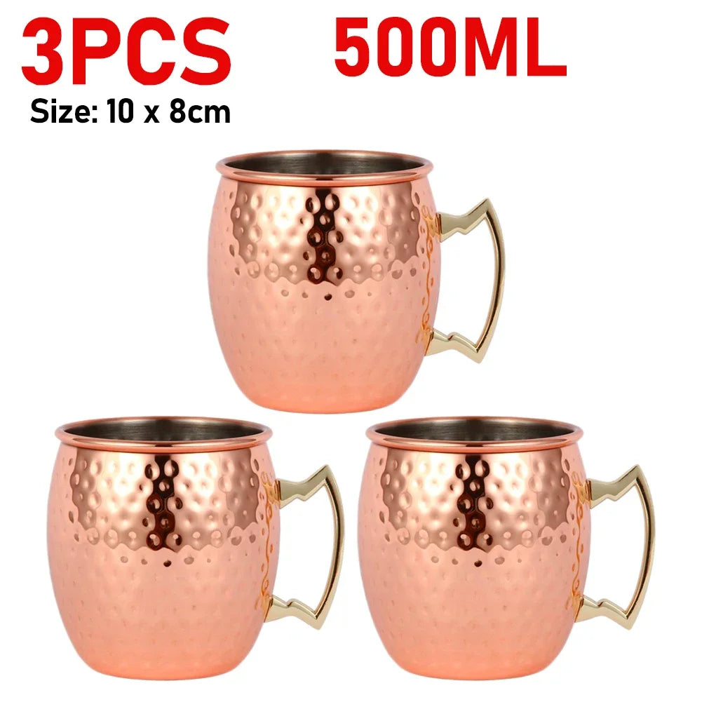 Moscow Mule Mug Stainless Steel Hammered Copper Plated Beer Cup Coffee Cup Bar Drinkware
