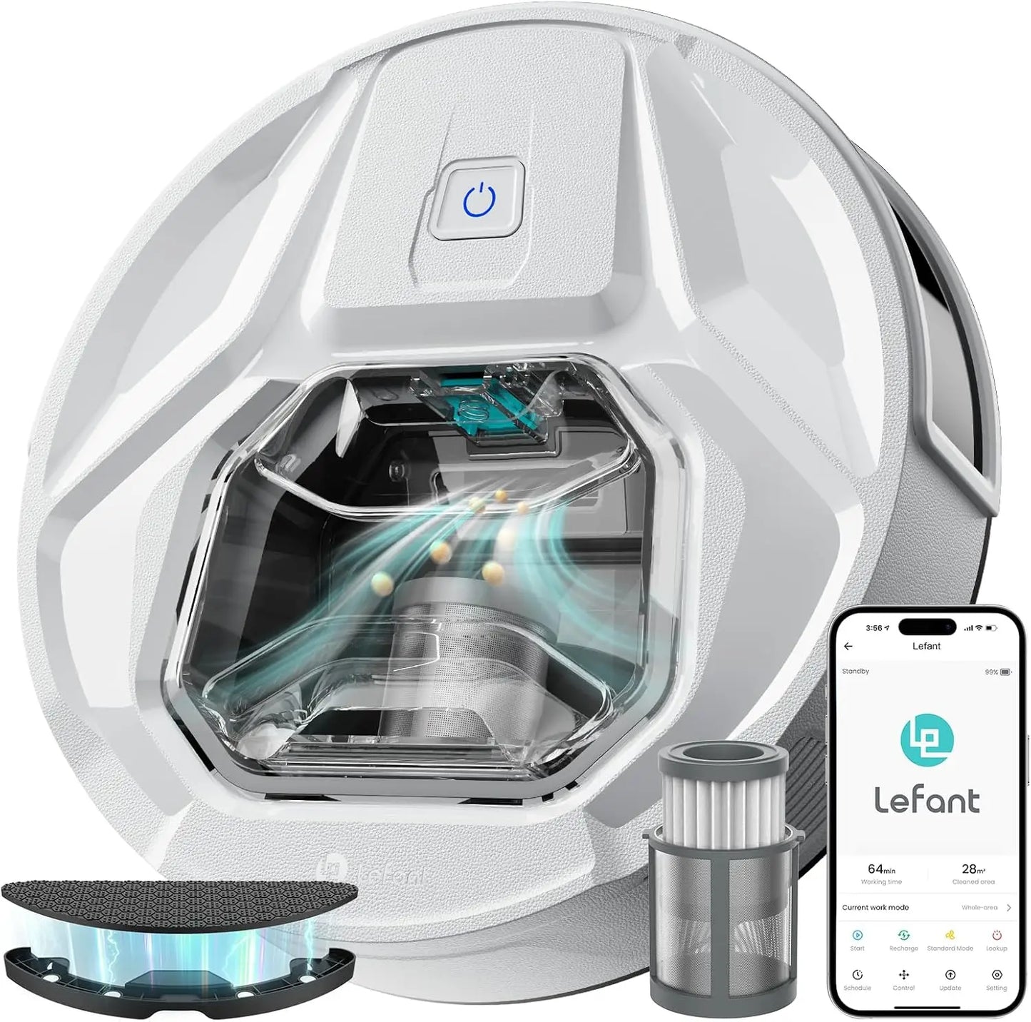 Robot Vacuum Cleaner, 210 Minutes, Visible Dustbin, Ideal for Pet Hair