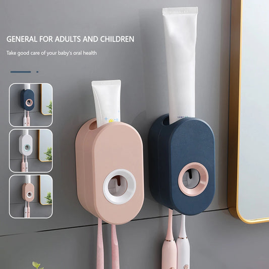 Automatic Toothpaste Dispenser  Adhesive Toothpaste Holder with Toothpaste Organizer