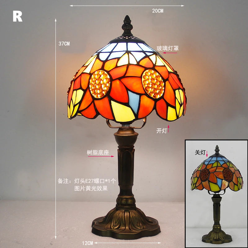 Retro Stained Glass Lamp Table