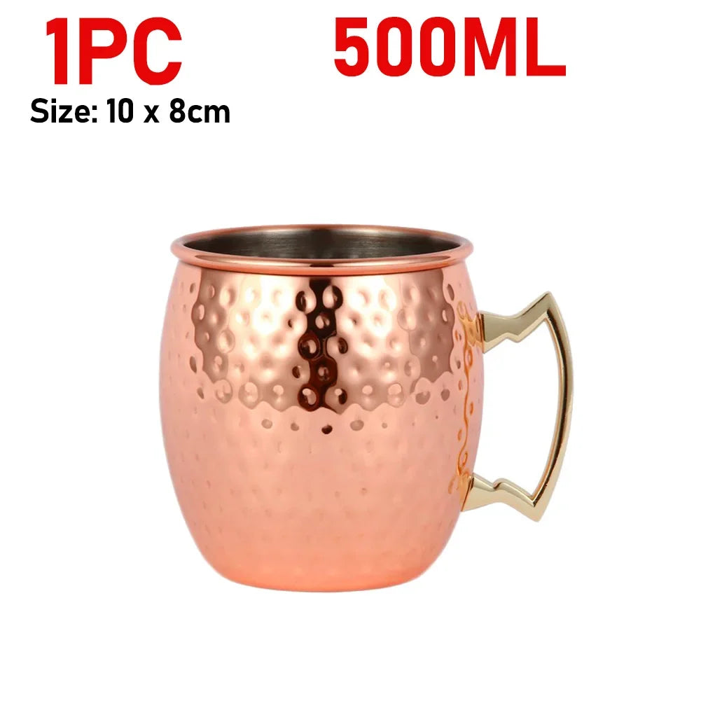 Moscow Mule Mug Stainless Steel Hammered Copper Plated Beer Cup Coffee Cup Bar Drinkware