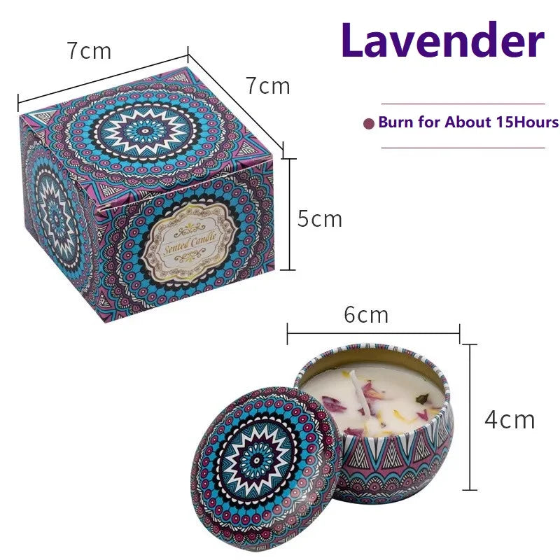 1/4PCS Vintage Scented Candles Soy Wax Candle Jars Flower Fragrance Scent