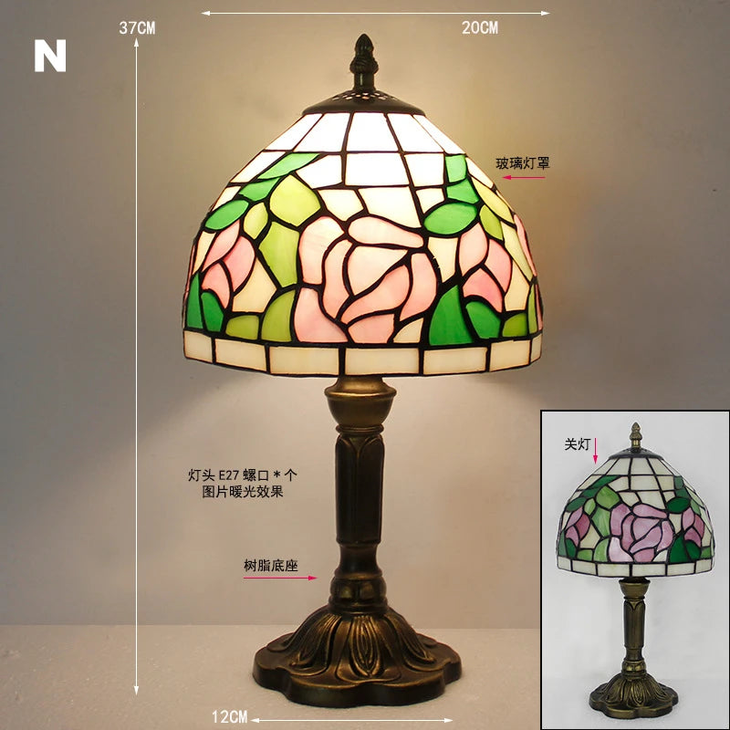Retro Stained Glass Lamp Table
