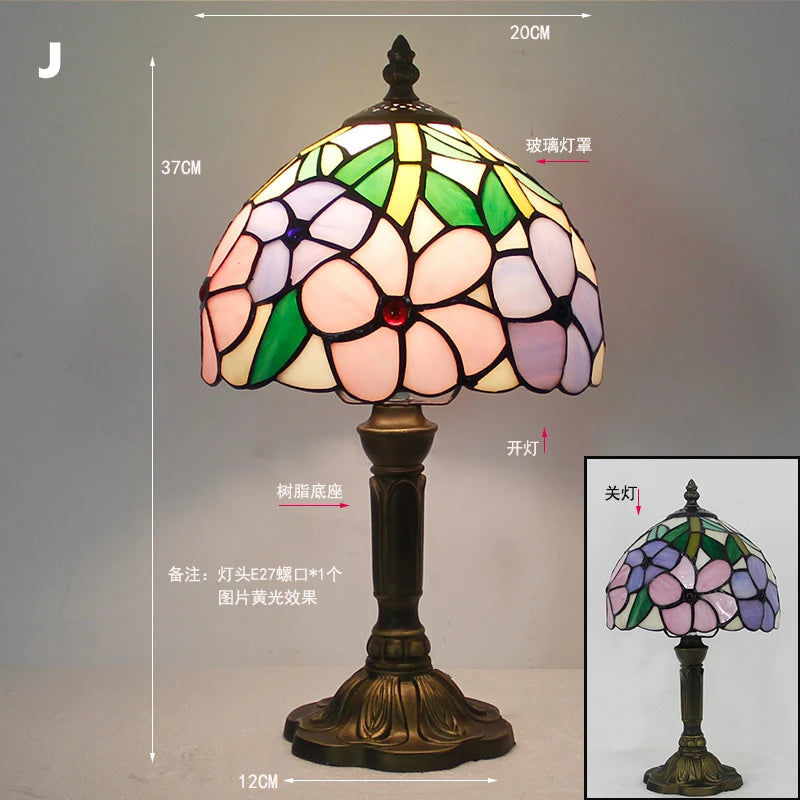 Retro Stained Glass Lamp Table