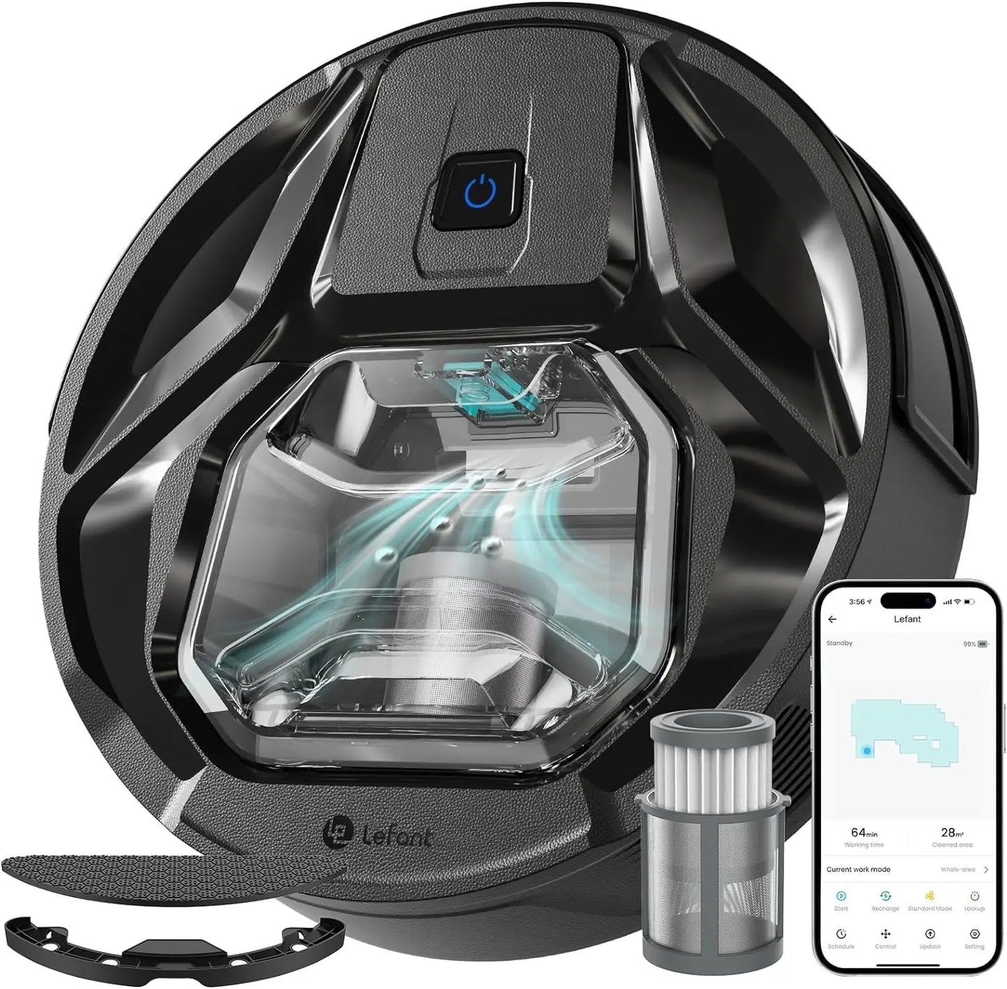 Robot Vacuum Cleaner, 210 Minutes, Visible Dustbin, Ideal for Pet Hair
