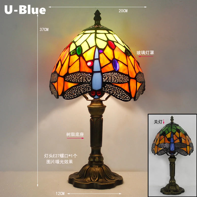 Retro Stained Glass Lamp Table