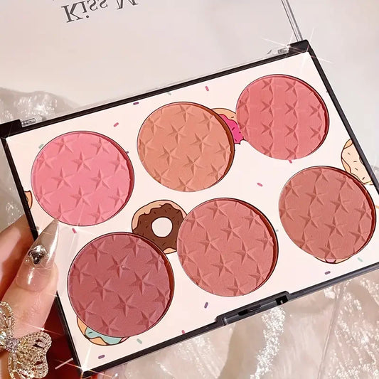 6-color blush palette, matte effect, natural long-lasting, 
high pigment, daily multi-color makeup set