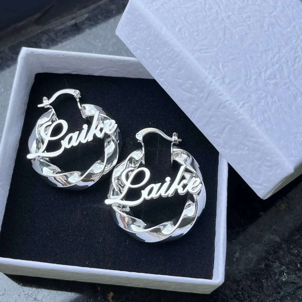 Custom Nameplate Earrings Personalized Letter Earring Stainless Steel Jewelry