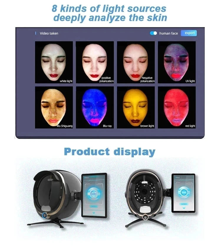 3D Skin Scanner Care Facial Analyzer Portable Detector Face Camera Test Analysis