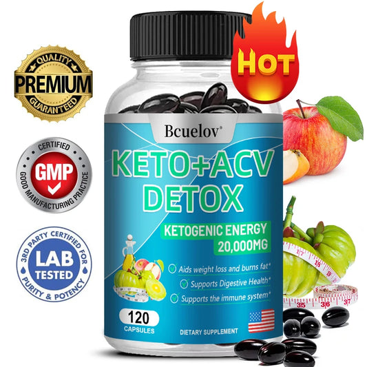Keto + Apple Cider Vinegar Detox Capsules -
 Support Immune, Digestion, Energy, Fat Burning, Weight Management, Metabolism