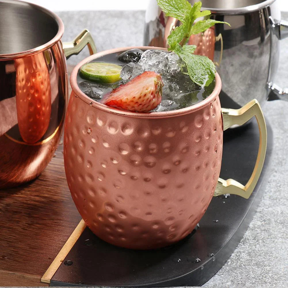 Moscow Mule Mug Stainless Steel Hammered Copper Plated Beer Cup Coffee Cup Bar Drinkware