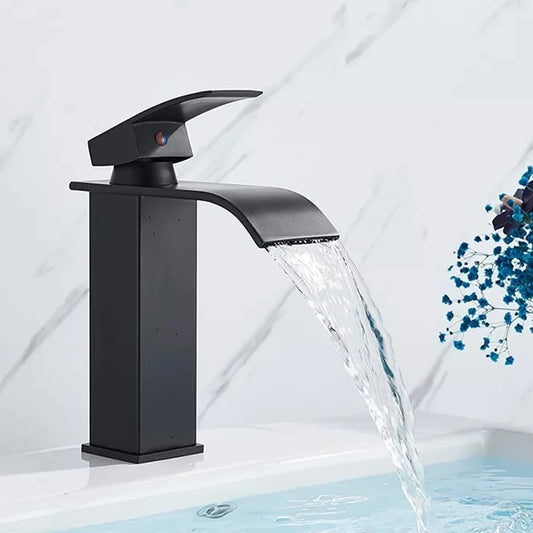 Black Waterfall Bathroom Faucet Basin Vanity Vessel Sinks Mixer Tap Cold And Hot Water