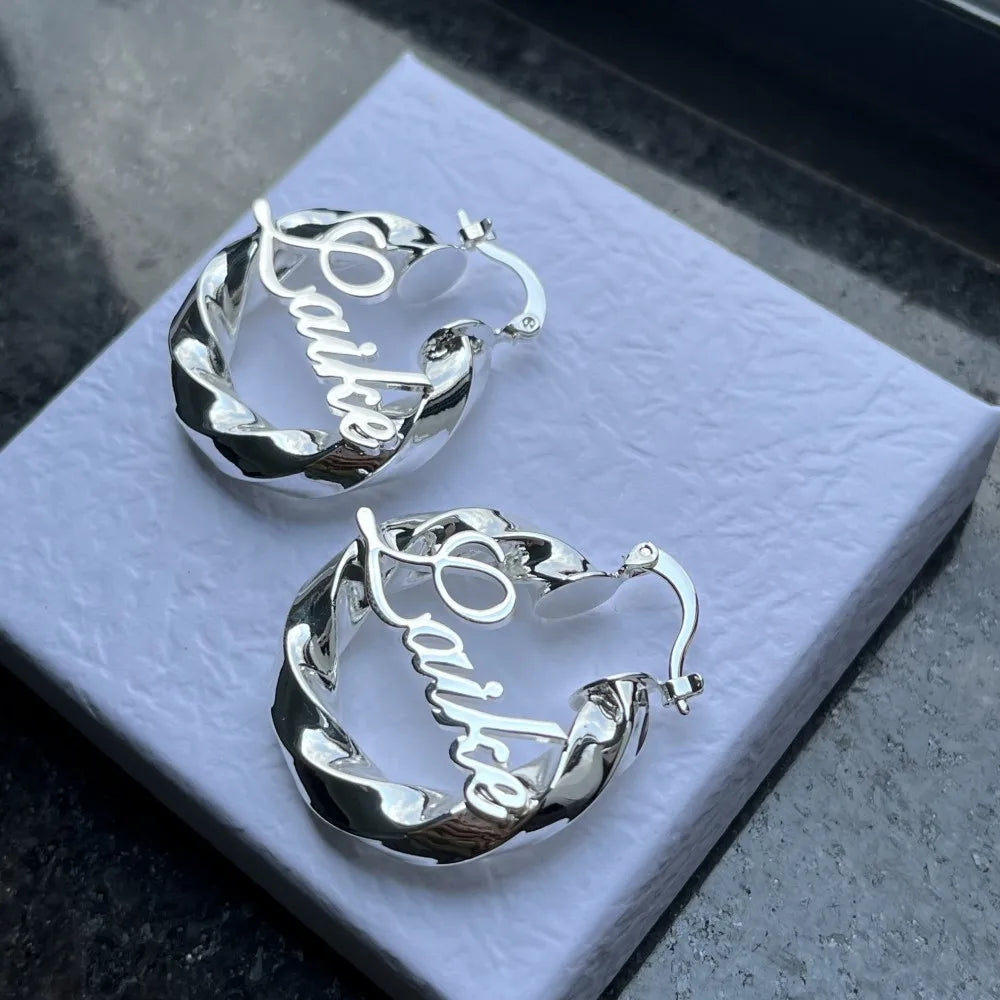 Custom Nameplate Earrings Personalized Letter Earring Stainless Steel Jewelry