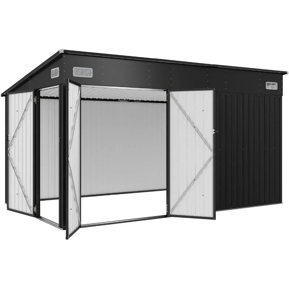 11.5’x7.5’ Shed Outdoor Storage Shed Triple Lockable Door 
Metal Storage Cabinet with Slopping Roof for Tools Bicycles Storage