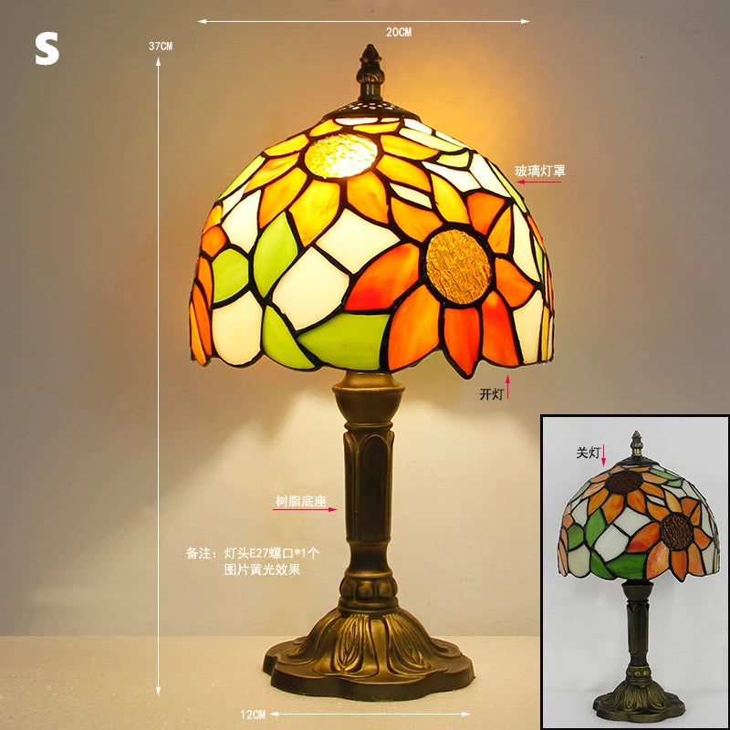 Retro Stained Glass Lamp Table