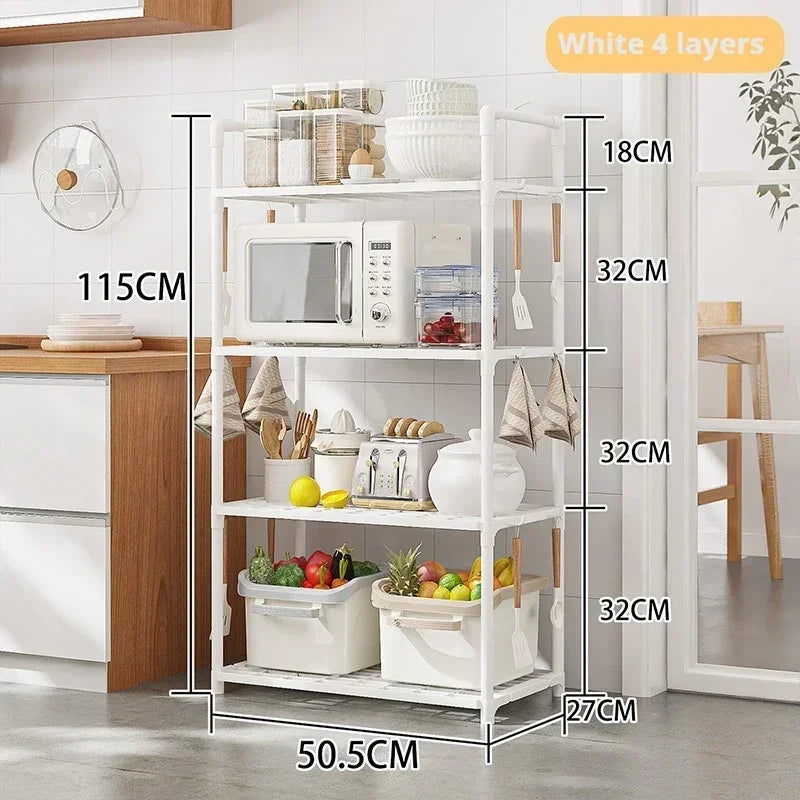 Floor Standing Storage Rack Kitchen Bathroom Microwave Rack Multi Functional